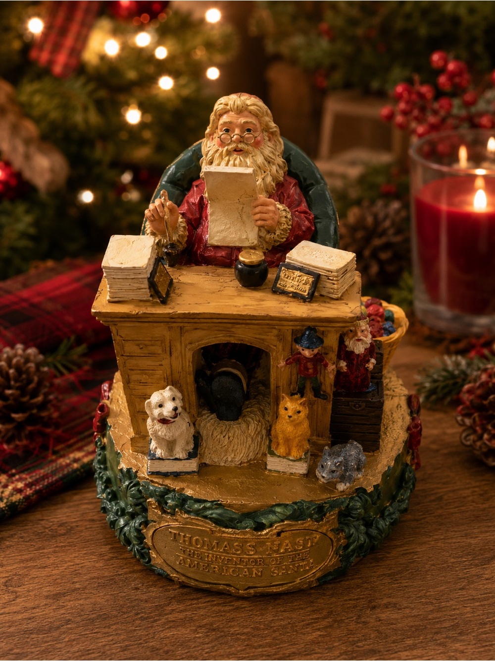 Santa Music Box Thomas Nast Collection‎ Plays Here Comes Santa Clause Christmas